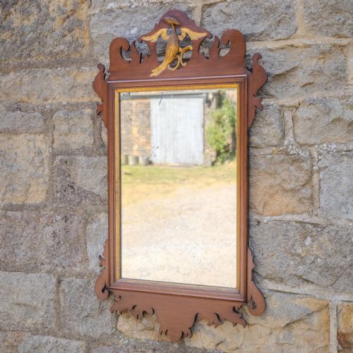 GEORGIAN CHIPPENDALE STYLE PARCELGILT MAHOGANY PIERGLASS MIRROR WITH HOHO BIRD FRETWORK LATE VICTORIAN C1900 - ADDITIONAL PHOTO 1