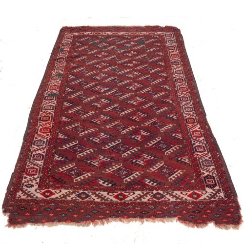 ANTIQUE 19TH CENTURY YOMUT TURKMEN HANDWOVEN CARPET WITH DYRNAK GULS 301 174 CM 9'11 5'9 HANDMADE RUG TEKKE - ADDITIONAL PHOTO 12