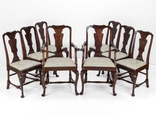 EDWARDIAN QUEEN ANNE STYLE SET OF 8 CARVED MAHOGANY DINING CHAIRS WITH CARVERS BY WARING GILLOW CIRCA 1905 GEORGIAN GEORGE I ARMCHAIR ELBOW CHAIRS - ADDITIONAL PHOTO 2