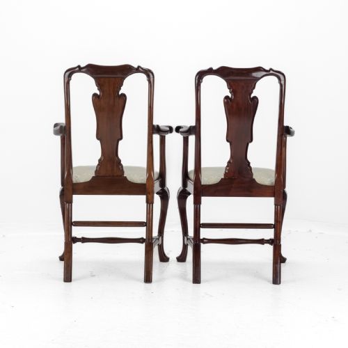 EDWARDIAN QUEEN ANNE STYLE SET OF 8 CARVED MAHOGANY DINING CHAIRS WITH CARVERS BY WARING GILLOW CIRCA 1905 GEORGIAN GEORGE I ARMCHAIR ELBOW CHAIRS - ADDITIONAL PHOTO 6