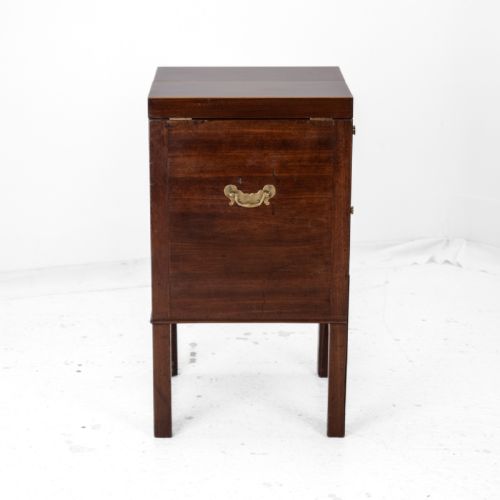 GEORGIAN MAHOGANY AND BOXWOOD INLAID GENTLEMANS WASHSTAND LATE 18TH CENTURY GEORGE III FOLDING TOP MIRROR TAMBOUR CABINET COMMODE - ADDITIONAL PHOTO 7