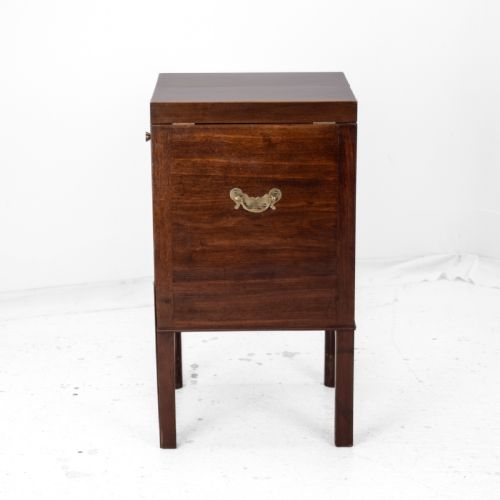 GEORGIAN MAHOGANY AND BOXWOOD INLAID GENTLEMANS WASHSTAND LATE 18TH CENTURY GEORGE III FOLDING TOP MIRROR TAMBOUR CABINET COMMODE - ADDITIONAL PHOTO 9
