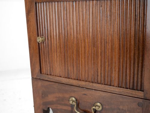 GEORGIAN MAHOGANY AND BOXWOOD INLAID GENTLEMANS WASHSTAND LATE 18TH CENTURY GEORGE III FOLDING TOP MIRROR TAMBOUR CABINET COMMODE - ADDITIONAL PHOTO 18