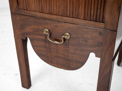 GEORGIAN MAHOGANY AND BOXWOOD INLAID GENTLEMANS WASHSTAND LATE 18TH CENTURY GEORGE III FOLDING TOP MIRROR TAMBOUR CABINET COMMODE - ADDITIONAL PHOTO 19