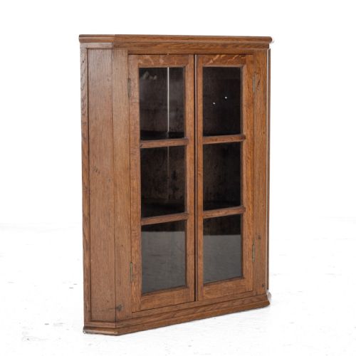 OAK ARTS AND CRAFTS ASTRA GLAZED WALLHANGING DISPLAY CORNER CABINET CIRCA 1930 CUPBOARD EARLY 20TH CENTURY - ADDITIONAL PHOTO 4