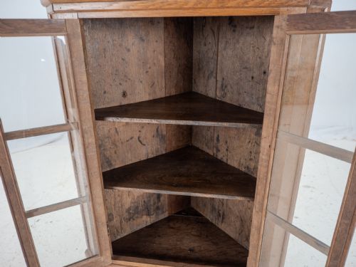 OAK ARTS AND CRAFTS ASTRA GLAZED WALLHANGING DISPLAY CORNER CABINET CIRCA 1930 CUPBOARD EARLY 20TH CENTURY - ADDITIONAL PHOTO 7