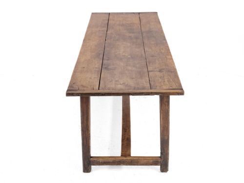 LARGE EARLY 19TH CENTURY FRENCH FARMHOUSE REFECTORY DINING TABLE PEAR WOOD ELM 10 SEATER 8 FT LONG RUSTIC COUNTRY KITCHEN - ADDITIONAL PHOTO 5