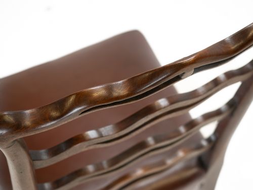 SET OF 6 LATE 19THCENTURY MAHOGANY CHIPPENDALE REVIVAL LADDERBACK DINING CHAIRS WITH LEATHER SEATS C18701890 - ADDITIONAL PHOTO 8