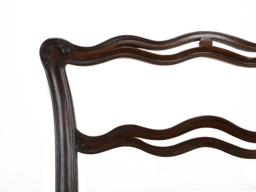 SET OF 6 LATE 19THCENTURY MAHOGANY CHIPPENDALE REVIVAL LADDERBACK DINING CHAIRS WITH LEATHER SEATS C18701890 - ADDITIONAL PHOTO 9