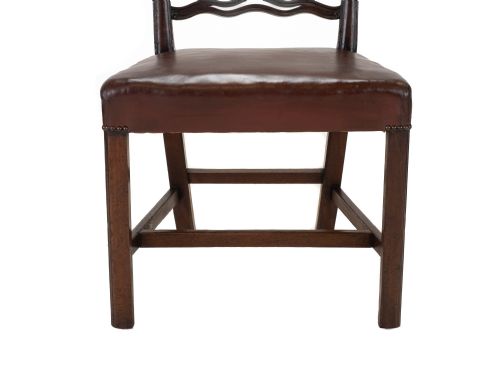 SET OF 6 LATE 19THCENTURY MAHOGANY CHIPPENDALE REVIVAL LADDERBACK DINING CHAIRS WITH LEATHER SEATS C18701890 - ADDITIONAL PHOTO 11