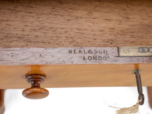 HEAL SON SATINWOOD INVERTED BREAKFRONT PEDESTAL DESK LATE 19TH CENTURY - ADDITIONAL PHOTO 2