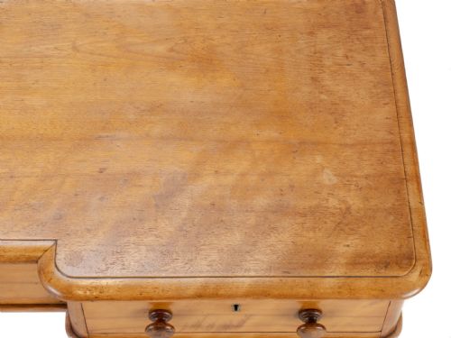HEAL SON SATINWOOD INVERTED BREAKFRONT PEDESTAL DESK LATE 19TH CENTURY - ADDITIONAL PHOTO 9