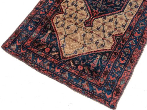 ANTIQUE HAMADAN RUG WEST PERSIAN HANDWOVEN WOOL CARPET CIRCA 1920 7' 4'4 - ADDITIONAL PHOTO 6
