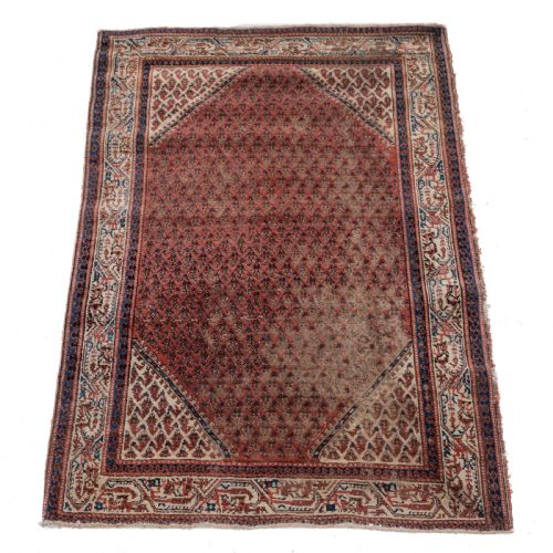 ANTIQUE WEST PERSIAN MIR SERABAND RUG HANDWOVEN WOOL LATE 19TH CENTURY DISTRESSED PATINA 4'10 3'5 - ADDITIONAL PHOTO 3