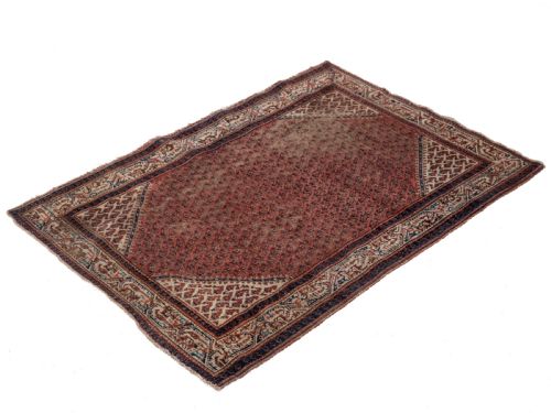 ANTIQUE WEST PERSIAN MIR SERABAND RUG HANDWOVEN WOOL LATE 19TH CENTURY DISTRESSED PATINA 4'10 3'5 - ADDITIONAL PHOTO 6