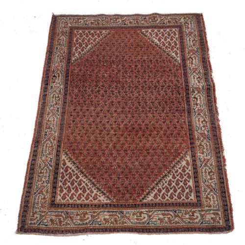 ANTIQUE WEST PERSIAN MIR SERABAND RUG HANDWOVEN WOOL LATE 19TH CENTURY DISTRESSED PATINA 4'10 3'5 - ADDITIONAL PHOTO 7