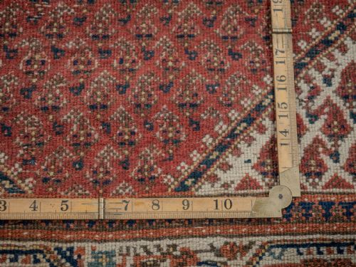 ANTIQUE WEST PERSIAN MIR SERABAND RUG HANDWOVEN WOOL LATE 19TH CENTURY DISTRESSED PATINA 4'10 3'5 - ADDITIONAL PHOTO 9