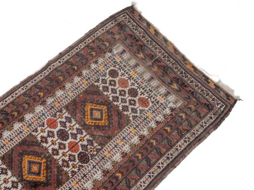 ANTIQUE AFGHAN BALUCH TRIBAL RUG HANDWOVEN WOOL EARLY 20TH CENTURY 7' X 3'8 - ADDITIONAL PHOTO 5
