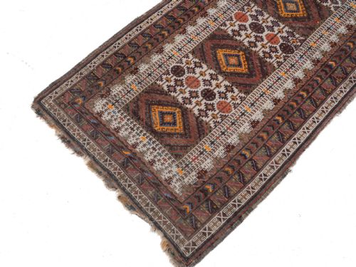 ANTIQUE AFGHAN BALUCH TRIBAL RUG HANDWOVEN WOOL EARLY 20TH CENTURY 7' X 3'8 - ADDITIONAL PHOTO 6