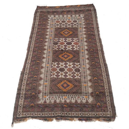 ANTIQUE AFGHAN BALUCH TRIBAL RUG HANDWOVEN WOOL EARLY 20TH CENTURY 7' X 3'8 - ADDITIONAL PHOTO 7