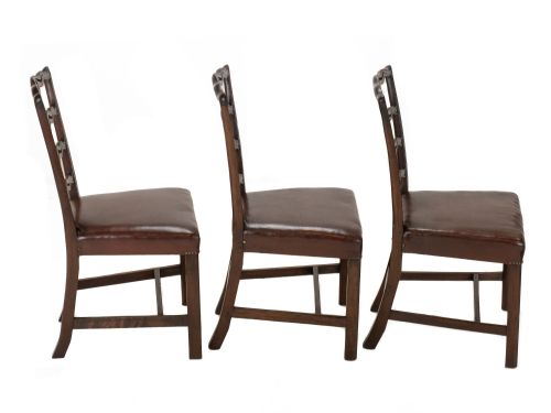 SET OF 6 LATE 19THCENTURY MAHOGANY CHIPPENDALE REVIVAL LADDERBACK DINING CHAIRS WITH LEATHER SEATS C18701890 VICTORIAN - ADDITIONAL PHOTO 5