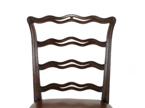 SET OF 6 LATE 19THCENTURY MAHOGANY CHIPPENDALE REVIVAL LADDERBACK DINING CHAIRS WITH LEATHER SEATS C18701890 VICTORIAN - ADDITIONAL PHOTO 6