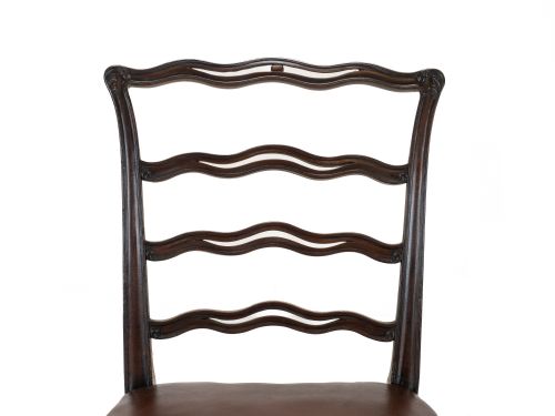 SET OF 6 LATE 19THCENTURY MAHOGANY CHIPPENDALE REVIVAL LADDERBACK DINING CHAIRS WITH LEATHER SEATS C18701890 VICTORIAN - ADDITIONAL PHOTO 7