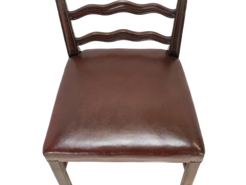 SET OF 6 LATE 19THCENTURY MAHOGANY CHIPPENDALE REVIVAL LADDERBACK DINING CHAIRS WITH LEATHER SEATS C18701890 VICTORIAN - ADDITIONAL PHOTO 10