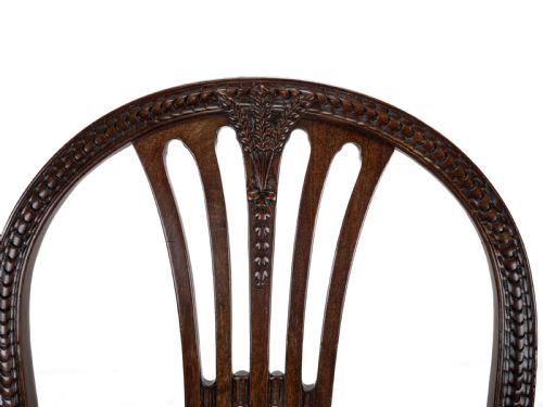 SET OF 6 MAHOGANY HEPPLEWHITE DINING CHAIRS C1870 GEORGIAN GEORGE III STYLE SIDE CHAIRS HORSEHAIR FABRIC UPHOLSTERY - ADDITIONAL PHOTO 8