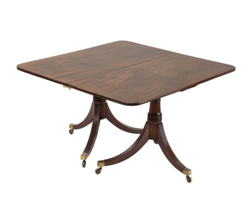 LATE 18TH CENTURY GEORGE III MAHOGANY TWIN PEDESTAL EXTENDING DINING TABLE GEORGIAN - ADDITIONAL PHOTO 2