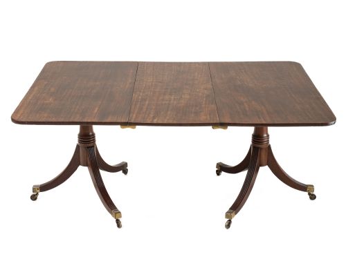 LATE 18TH CENTURY GEORGE III MAHOGANY TWIN PEDESTAL EXTENDING DINING TABLE GEORGIAN - ADDITIONAL PHOTO 3