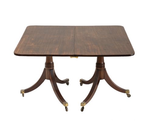 LATE 18TH CENTURY GEORGE III MAHOGANY TWIN PEDESTAL EXTENDING DINING TABLE GEORGIAN - ADDITIONAL PHOTO 5