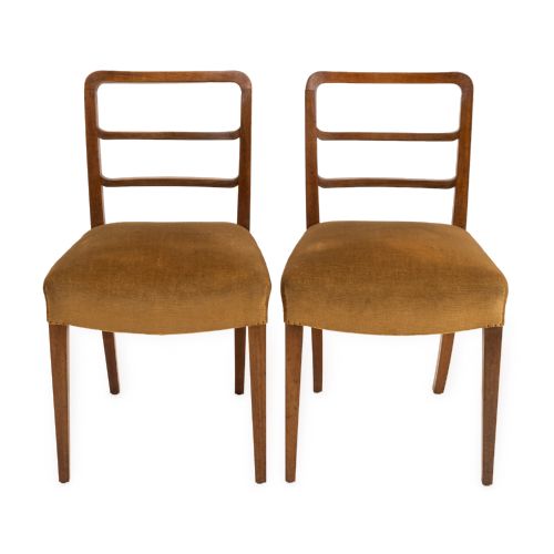 PAIR OF ENGLISH ART DECO SOLID MAHOGANY DINING CHAIRS C1935 - ADDITIONAL PHOTO 1
