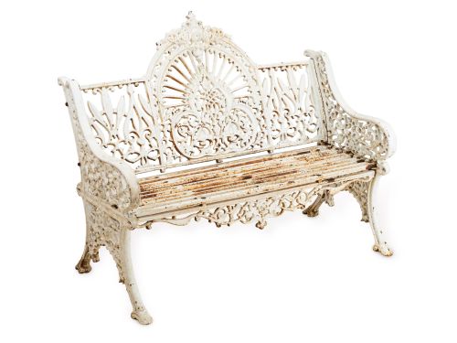 VICTORIAN CAST IRON GARDEN BENCH ORNATE DECORATION ORIGINAL PAINTED FINISH C18801900 - ADDITIONAL PHOTO 2