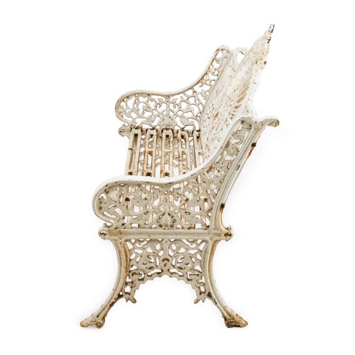 VICTORIAN CAST IRON GARDEN BENCH ORNATE DECORATION ORIGINAL PAINTED FINISH C18801900 - ADDITIONAL PHOTO 5