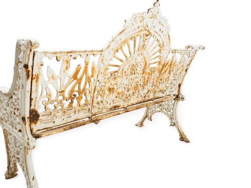 VICTORIAN CAST IRON GARDEN BENCH ORNATE DECORATION ORIGINAL PAINTED FINISH C18801900 - ADDITIONAL PHOTO 8
