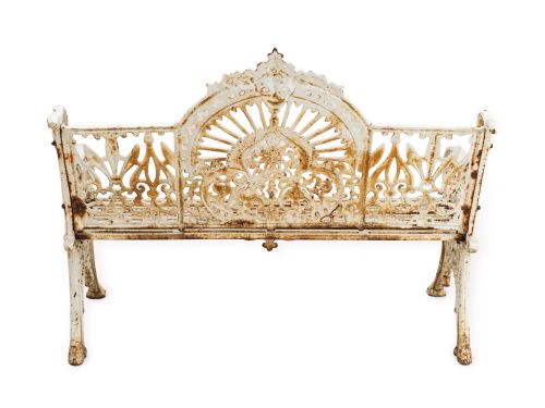 VICTORIAN CAST IRON GARDEN BENCH ORNATE DECORATION ORIGINAL PAINTED FINISH C18801900 - ADDITIONAL PHOTO 9
