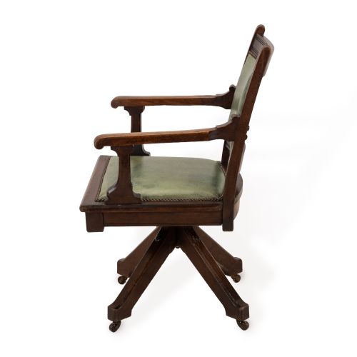 WM HEYWOOD CHAIR CO AMERICAN MAHOGANY EXECUTIVE SWIVEL DESK ARMCHAIR GREEN LEATHER CIRCA 1900 C18981903 - ADDITIONAL PHOTO 2
