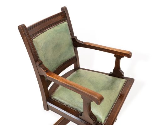 WM HEYWOOD CHAIR CO AMERICAN MAHOGANY EXECUTIVE SWIVEL DESK ARMCHAIR GREEN LEATHER CIRCA 1900 C18981903 - ADDITIONAL PHOTO 4