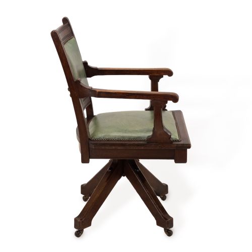 WM HEYWOOD CHAIR CO AMERICAN MAHOGANY EXECUTIVE SWIVEL DESK ARMCHAIR GREEN LEATHER CIRCA 1900 C18981903 - ADDITIONAL PHOTO 5