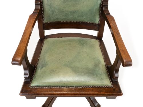 WM HEYWOOD CHAIR CO AMERICAN MAHOGANY EXECUTIVE SWIVEL DESK ARMCHAIR GREEN LEATHER CIRCA 1900 C18981903 - ADDITIONAL PHOTO 6