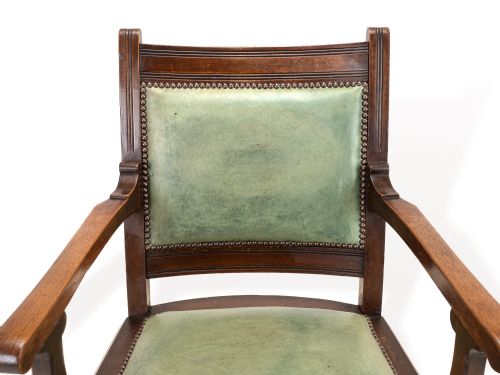 WM HEYWOOD CHAIR CO AMERICAN MAHOGANY EXECUTIVE SWIVEL DESK ARMCHAIR GREEN LEATHER CIRCA 1900 C18981903 - ADDITIONAL PHOTO 7