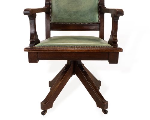 WM HEYWOOD CHAIR CO AMERICAN MAHOGANY EXECUTIVE SWIVEL DESK ARMCHAIR GREEN LEATHER CIRCA 1900 C18981903 - ADDITIONAL PHOTO 8