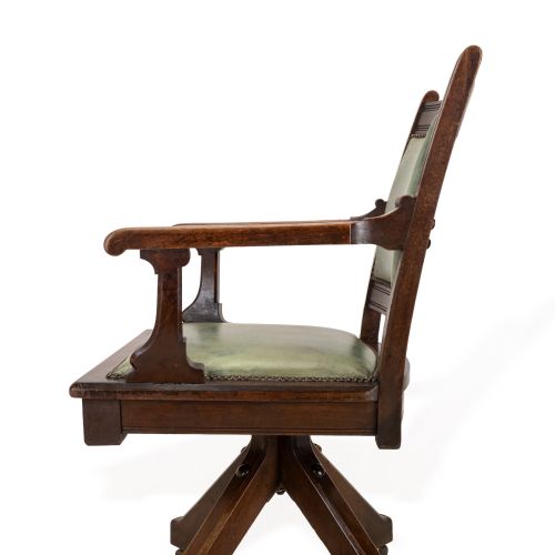 WM HEYWOOD CHAIR CO AMERICAN MAHOGANY EXECUTIVE SWIVEL DESK ARMCHAIR GREEN LEATHER CIRCA 1900 C18981903 - ADDITIONAL PHOTO 9