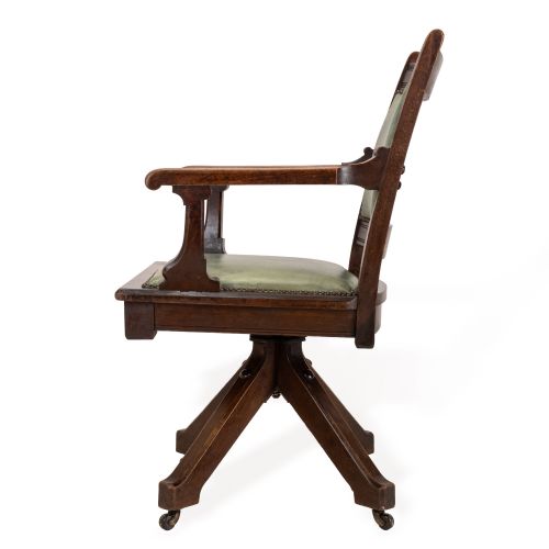 WM HEYWOOD CHAIR CO AMERICAN MAHOGANY EXECUTIVE SWIVEL DESK ARMCHAIR GREEN LEATHER CIRCA 1900 C18981903 - ADDITIONAL PHOTO 10