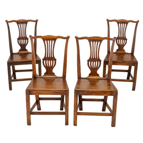 set of four georgian elm chippendale country dining chairs george iii late 18th century - CATEGORY: ANTIQUE CHAIRS - DATED 18TH CENTURY