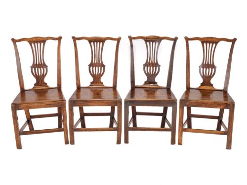 SET OF FOUR GEORGIAN ELM CHIPPENDALE COUNTRY DINING CHAIRS GEORGE III LATE 18TH CENTURY - ADDITIONAL PHOTO 2