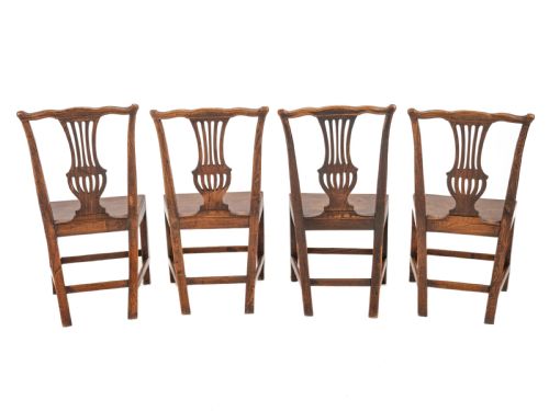 SET OF FOUR GEORGIAN ELM CHIPPENDALE COUNTRY DINING CHAIRS GEORGE III LATE 18TH CENTURY - ADDITIONAL PHOTO 8