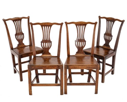 SET OF FOUR GEORGIAN ELM CHIPPENDALE COUNTRY DINING CHAIRS GEORGE III LATE 18TH CENTURY - ADDITIONAL PHOTO 9