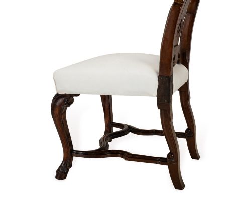 SET OF SIX ANGLODUTCH WALNUT PARCELGILT HIGHBACK DINING CHAIRS IN THE LATE 17TH CENTURY QUEEN ANNE TASTE IN THE MANNER OF DANIEL MAROT - ADDITIONAL PHOTO 12